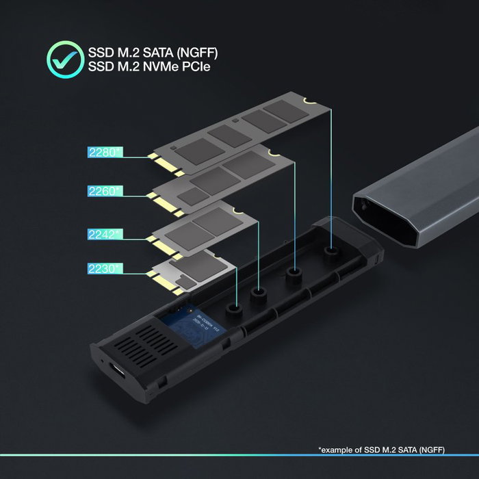 TooQ Shura Caja externa para SSD M.2 NVMe Gris